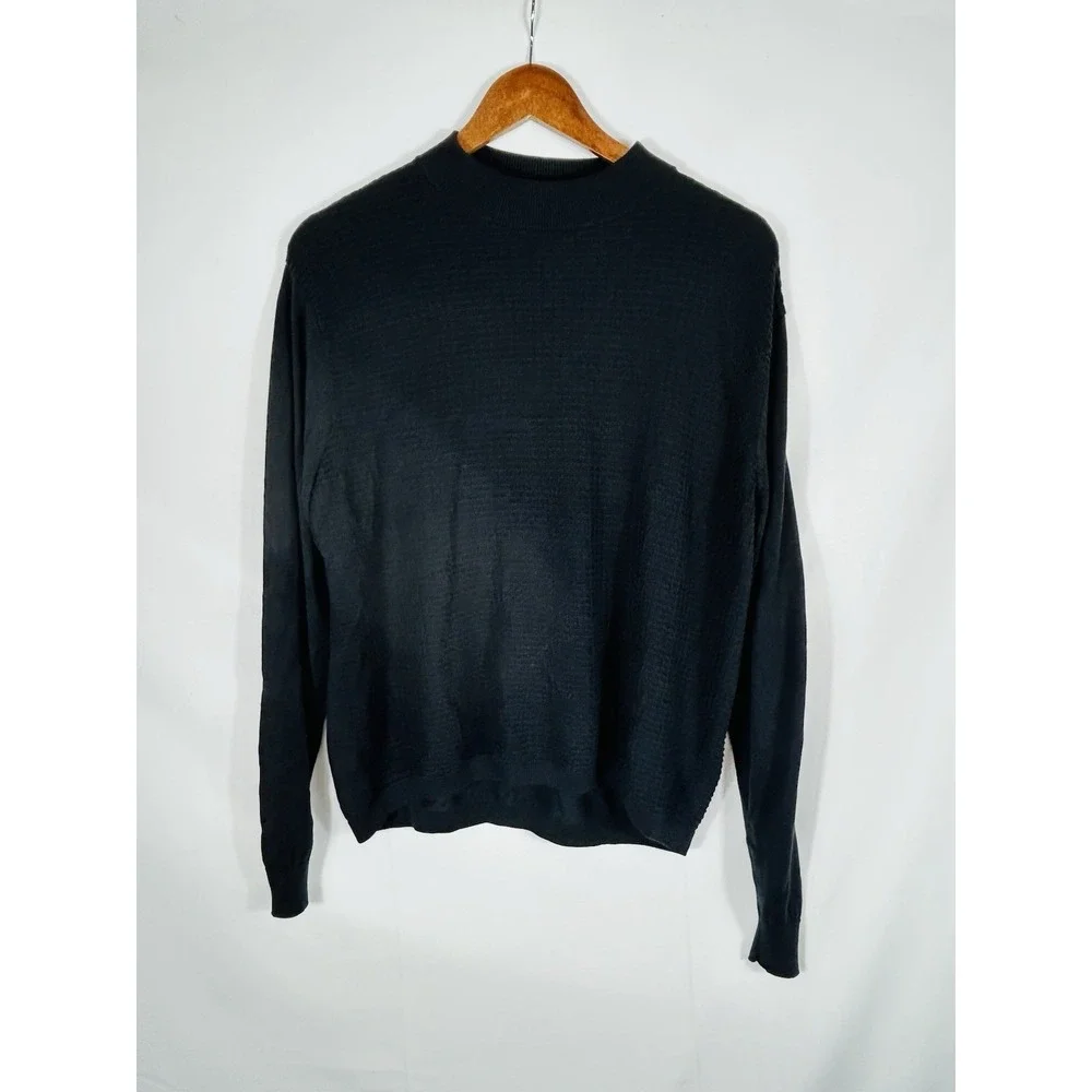 Murano 100% Silk Ribbed Knit‎ Sweater Long Sleeve Black Size L Y2K Friends Joey